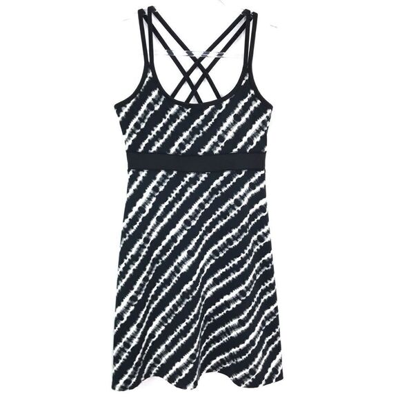 Soybu Black Gray Tie Dye Design Strappy Fit and Flare Dress Small - Picture 1 of 7